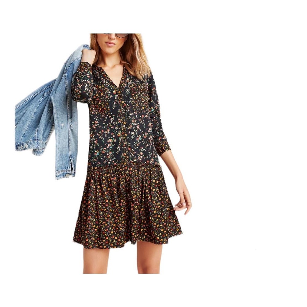 Maeve Dress Women Sz 0P Marlie Pullover Spiring Summer‎ Floral Mix Media Relax